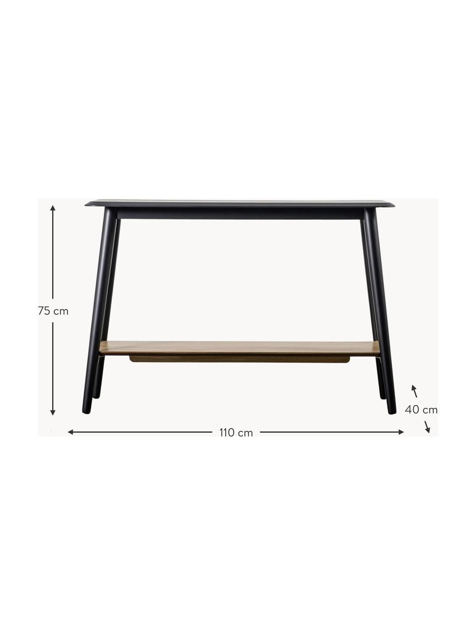 Dřevěný konzolový stolek Maddox, Černá, dubové dřevo, Š 110 cm, V 75 cm