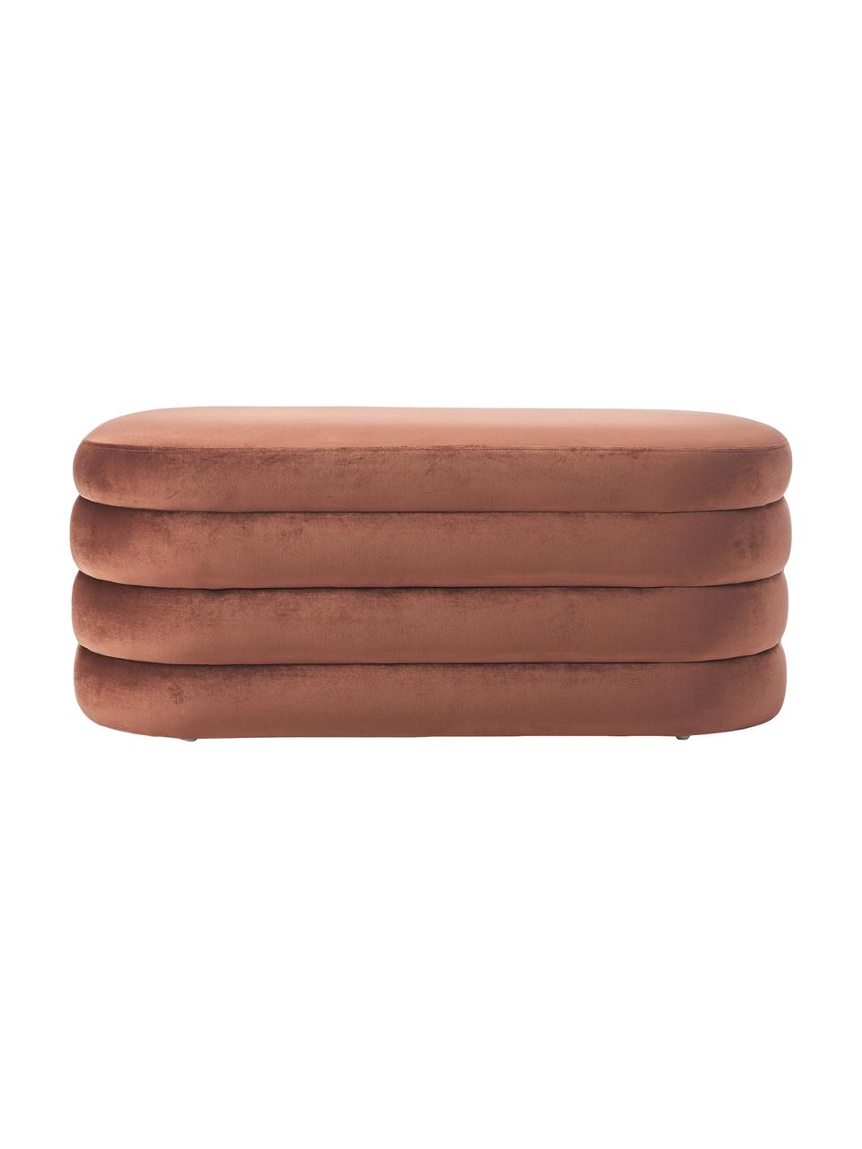 Banco de terciopelo Alto, Tapizado: terciopelo (100% poliéste, Estructura: madera de pino maciza, ma, Terciopelo marrón rojizo, An 110 x Al 48 cm