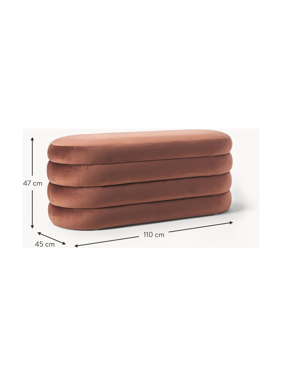 Fluwelen bank Alto, Bekleding: fluweel (100% polyester) , Frame: massief grenenhout, multi, Fluweel roodbruin, B 110 cm x H 47 cm