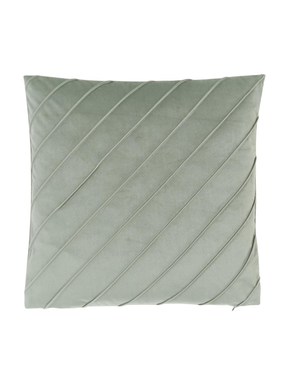 Sametový povlak na polštář se strukturovaným vzorem Leyla, Samet (100 % polyester), Zelená, Š 40 cm, D 40 cm