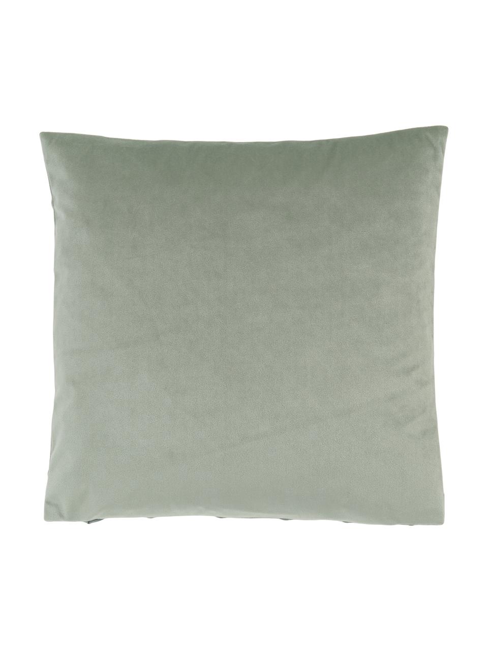 Fluwelen kussenhoes Leyla in saliegroen met structuurpatroon, Fluweel (100% polyester), Groen, B 40 x L 40 cm