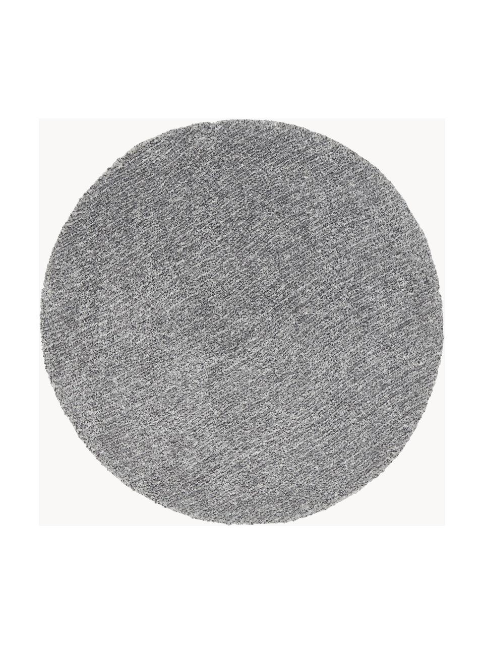 Tappeto rotondo soffice a pelo lungo Marsha, Retro: 55% poliestere, 45% coton, Grigio, Ø 120 cm (taglia S)