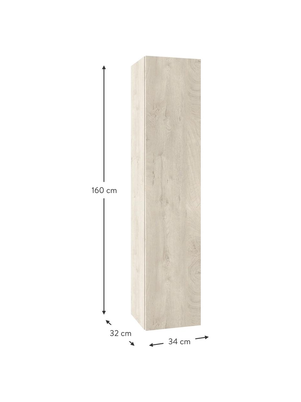 Mobile bagno alto Malmo, larg. 34 cm, Ripiani: vetro, Effetto legno di quercia, Larg. 34 x Alt. 160 cm