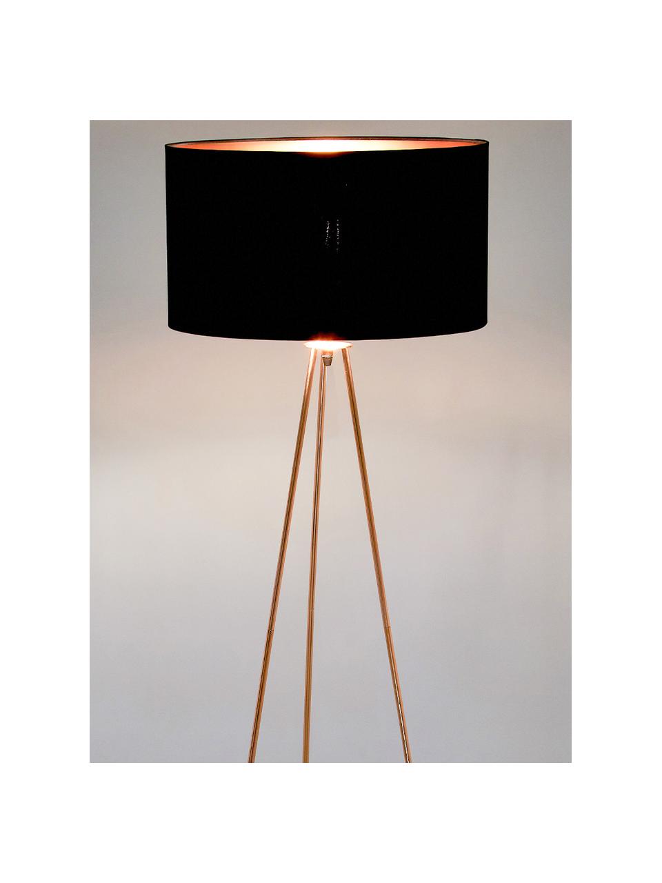 Vloerlamp Camporale, Lampvoet: gelakt staal, Zwart, koperkleurig, Ø 45 x H 154 cm