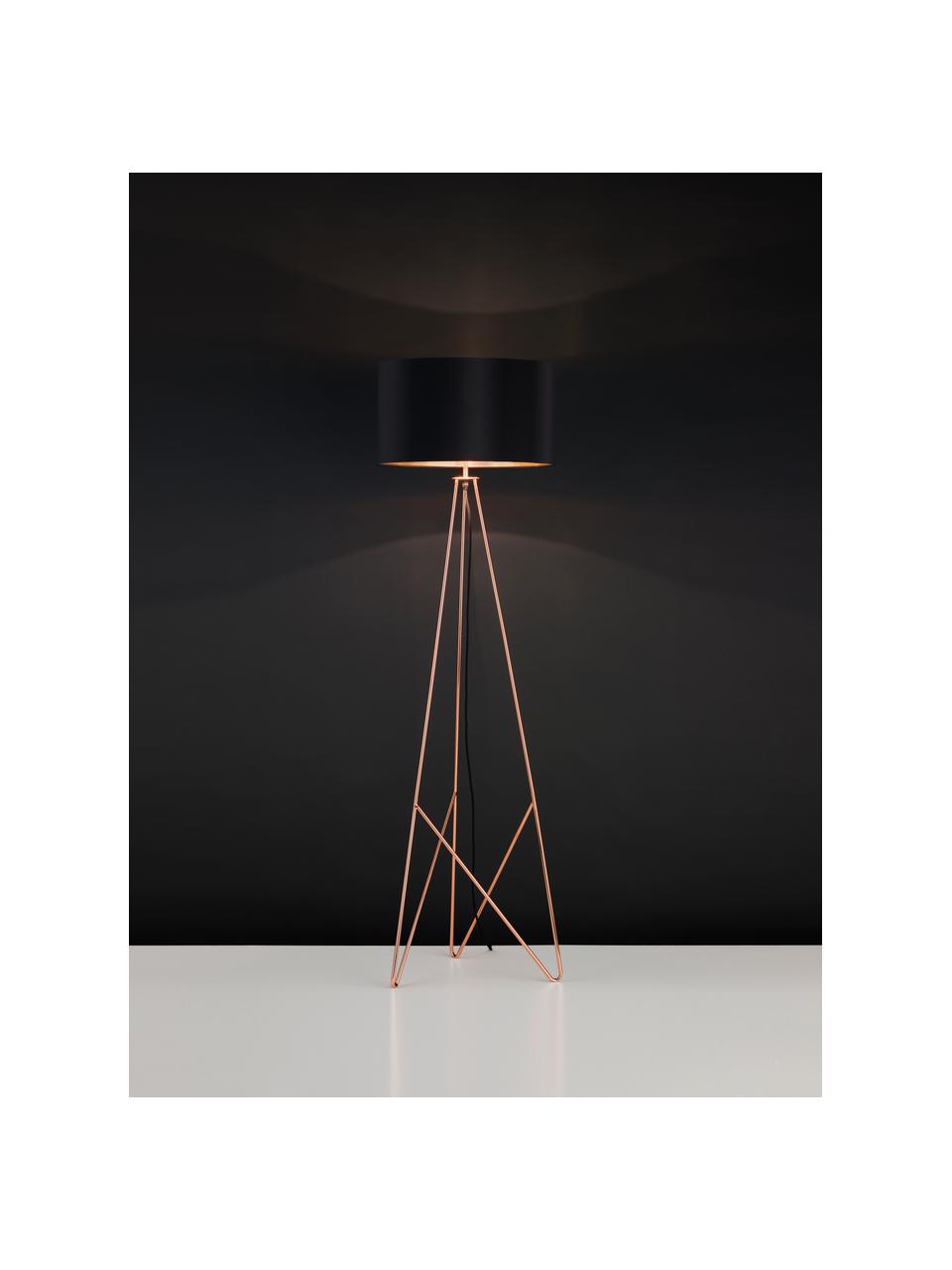 Stehlampe Camporale in Kupfer, Lampenfuß: Stahl, lackiert, Schwarz, Kupferfarben, Ø 45 x H 154 cm