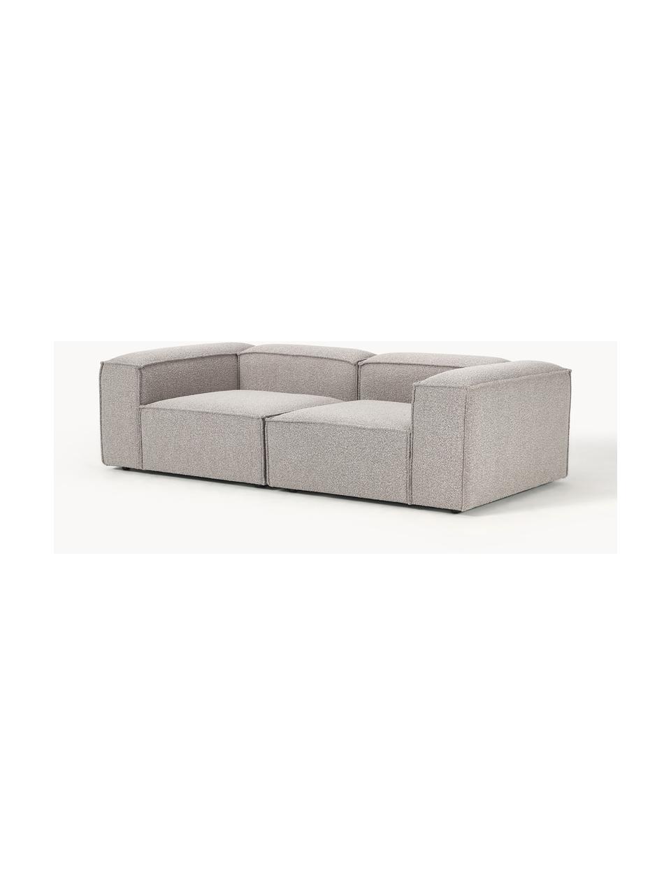 Sofá modular en tejido bouclé Lennon (3 plazas), Tapizado: tejido bouclé (100% polié, Estructura: madera contrachapada de p, Patas: plástico Este producto es, Bouclé gris pardo, An 238 x F 119 cm