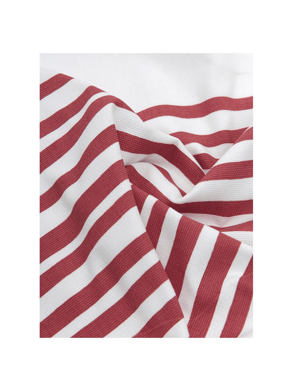 Kissenhülle Corey mit Streifen in Dunkelrot/Weiß, 100% Baumwolle, Weiß, Dunkelrot, 40 x 40 cm