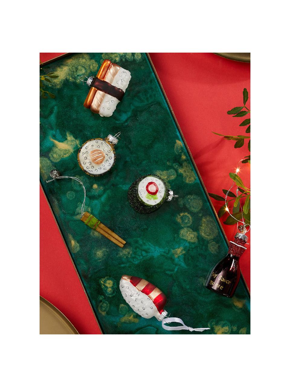 Décoration de sapin de Noël Sushi, 6 élém., Verre, Multicolore, larg. 7 x haut. 5 cm