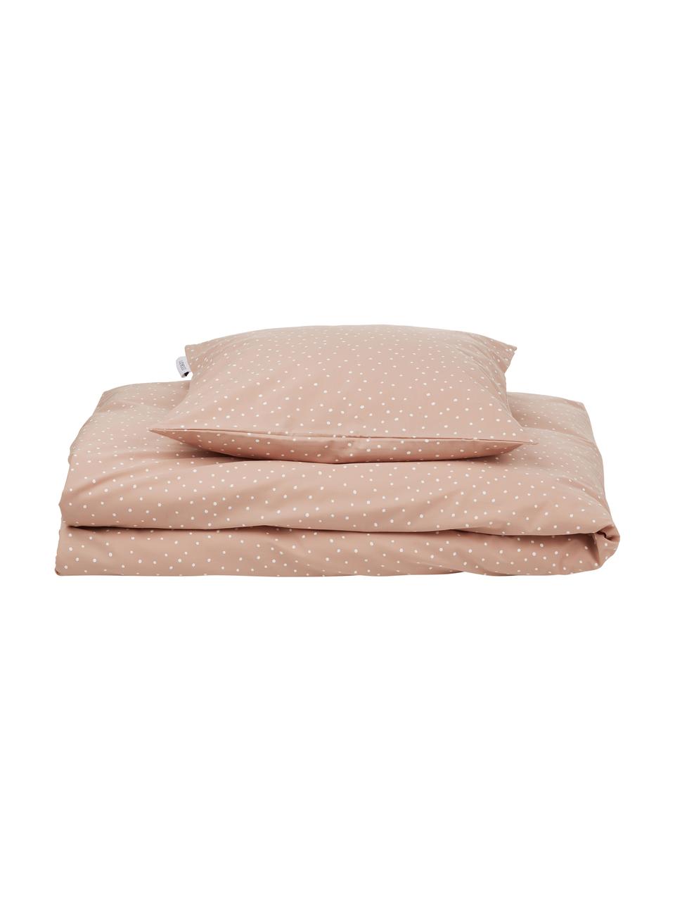 Ropa de cama de algodón ecológico Carl Spots, Rosa, blanco, Cama 80 cm (135 x 200 cm)
