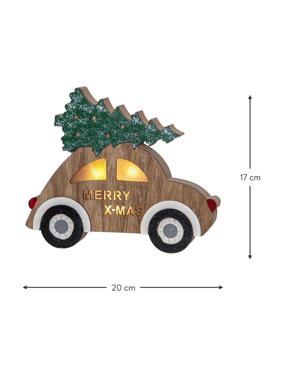 Dekoracja świetlna z funkcją timera Billy, Drewno naturalne, Drewno naturalne lakierowane na wielokolorowo, S 20 x W 17 cm