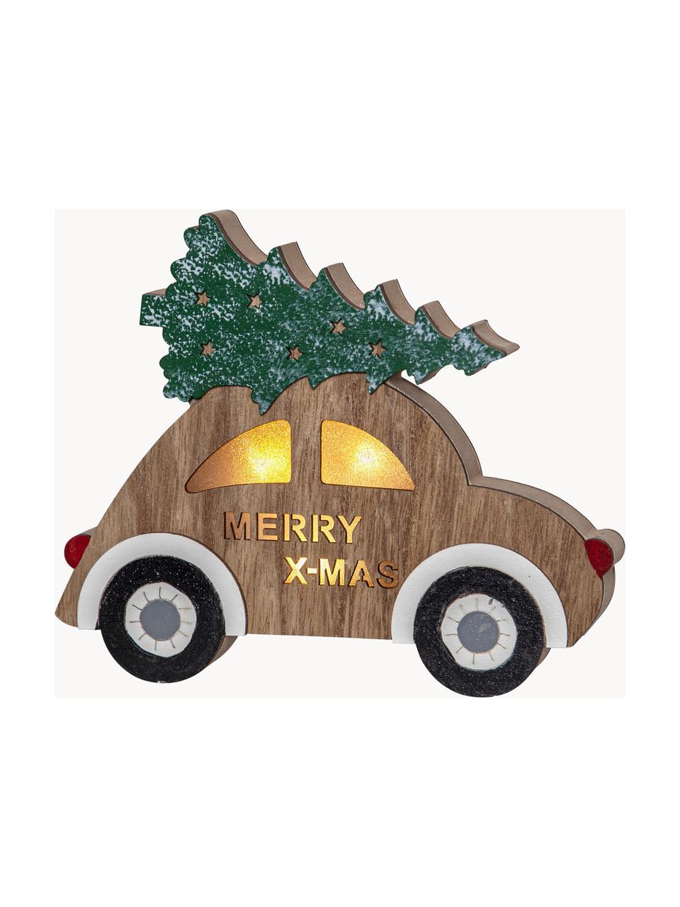 Beleuchtete Weihnachtsdeko Billy mit Timerfunktion, Holz, Helles Holz, Mehrfarbig, B 20 x H 17 cm