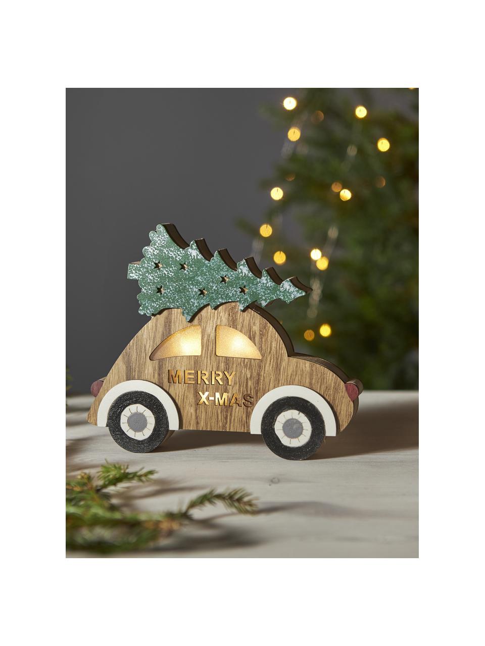 Beleuchtete Weihnachtsdeko Billy mit Timerfunktion, Holz, Helles Holz, Mehrfarbig, B 20 x H 17 cm