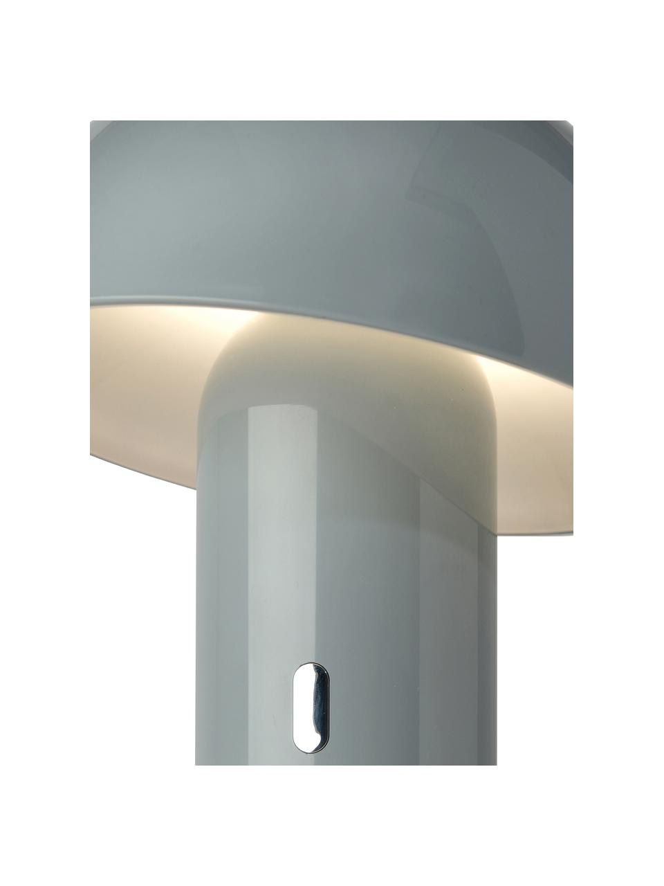 Kleine mobiele dimbare tafellamp Svamp, Lampenkap: kunststof, Lampvoet: kunststof, Grijs, Ø 16 x H 25 cm