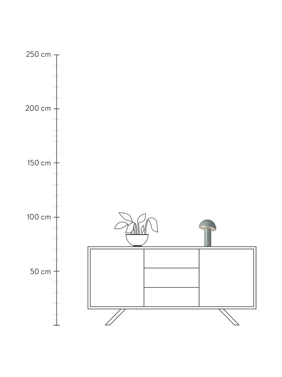 Lámpara de mesa pequeña LED regulable Svamp, portátil, Pantalla: plástico, Gris azulado, Ø 16 x Al 25 cm