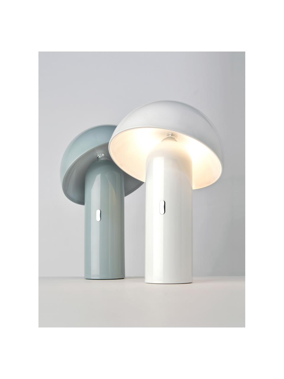 Lámpara de mesa pequeña LED regulable Svamp, portátil, Plástico, Gris azulado, Ø 16 x Al 25 cm