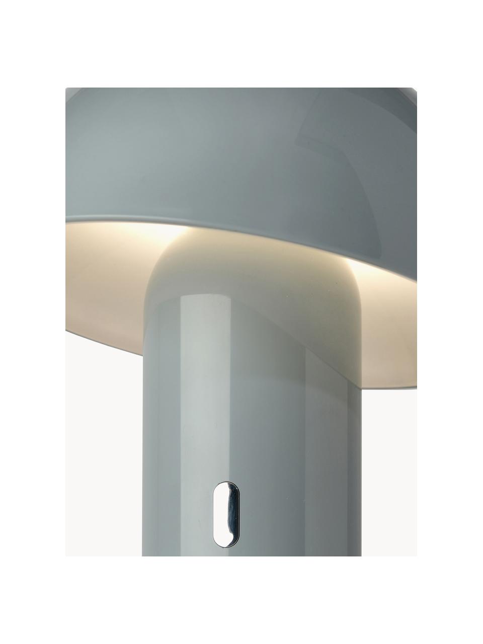 Lámpara de mesa pequeña LED regulable Svamp, portátil, Plástico, Gris azulado, Ø 16 x Al 25 cm