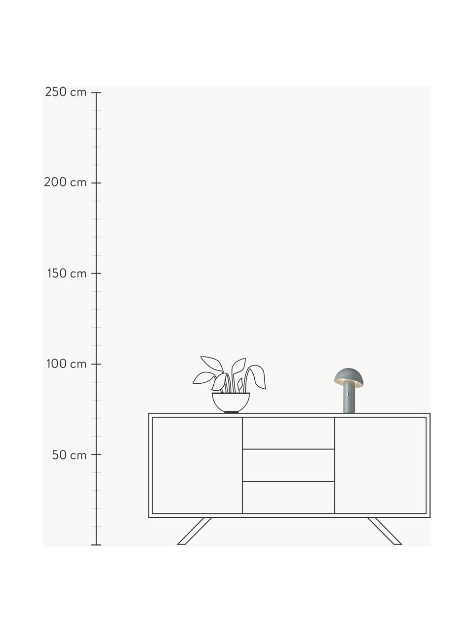 Lámpara de mesa pequeña LED regulable Svamp, portátil, Plástico, Gris azulado, Ø 16 x Al 25 cm