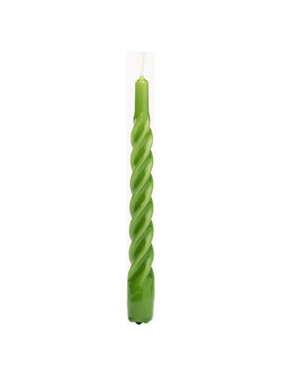 Candela a bastoncino Twisted 6 pz, Cera paraffinica, Verde, Alt. 20 cm