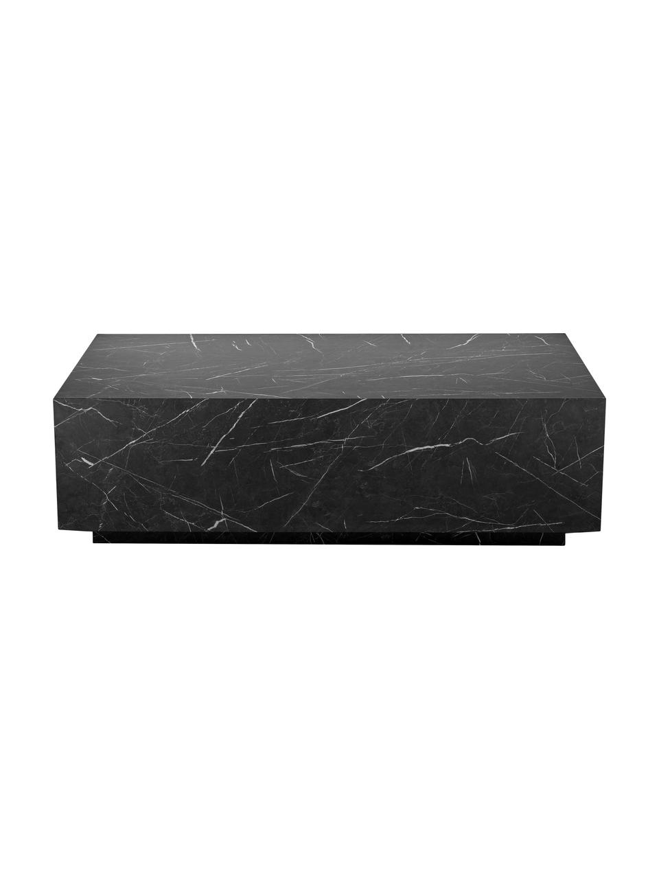 Mesa de centro en look mármol Lesley, Tablero de fibras de densidad media (MDF) recubierto en melanina, Mármol negro brillante, An 120 x F 75 cm