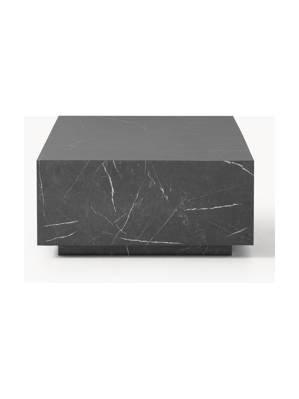 Table basse aspect marbre Lesley, MDF, enduit feuille mélaminée, bois de manguier, Noir aspect marbre, haute brillance, larg. 120 x prof. 75 cm