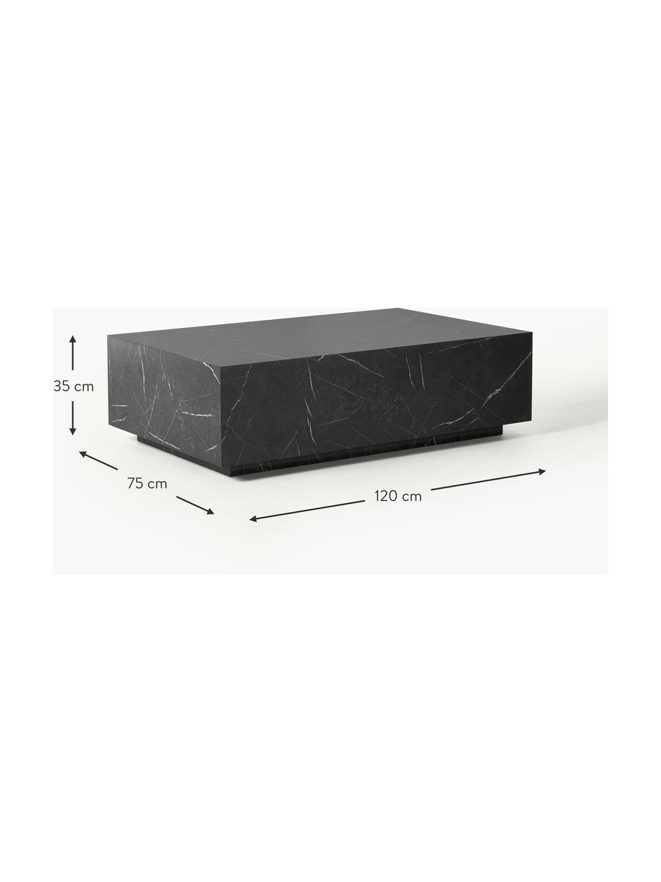 Couchtisch Lesley in Marmor-Optik, Mitteldichte Holzfaserplatte (MDF), mit Melaminfolie überzogen, Marmor-Optik Schwarz, glänzend, B 120 x T 75 cm