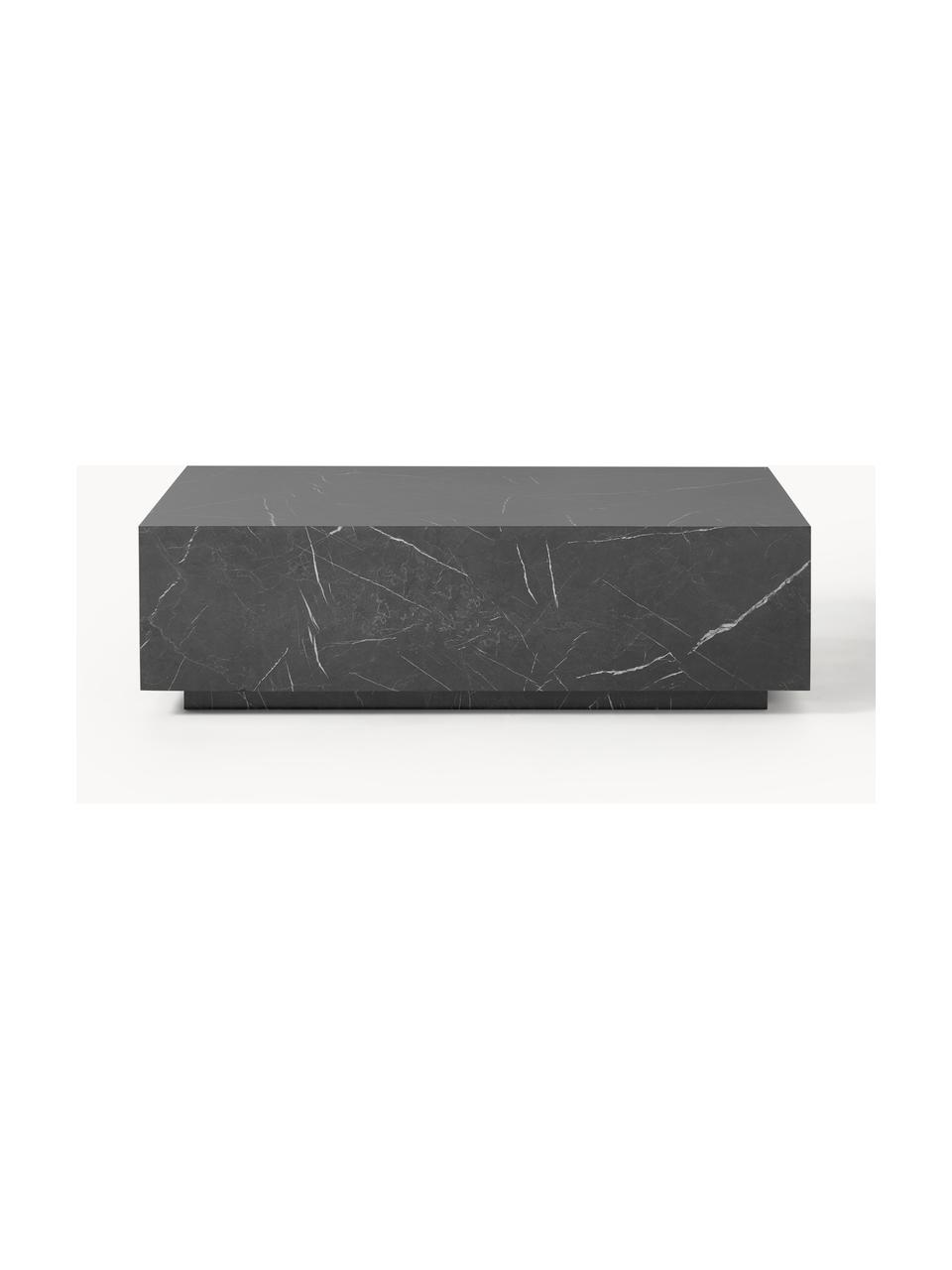 Table basse aspect marbre Lesley, MDF, enduit feuille mélaminée, bois de manguier, Noir aspect marbre, haute brillance, larg. 120 x prof. 75 cm