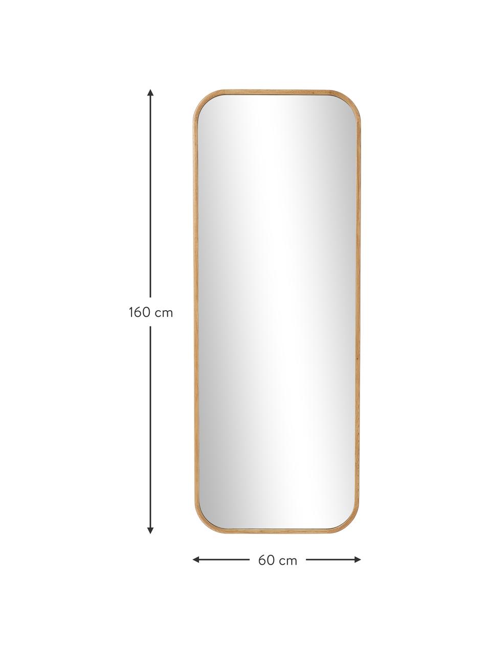 Obdélníkové nástěnné zrcadlo s rámem z dubového dřeva Levan, Dubové dřevo, Š 60 cm, V 160 cm
