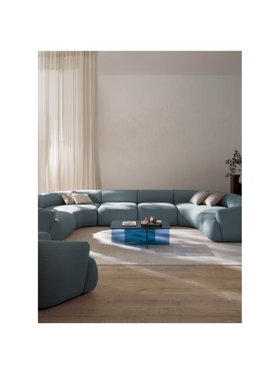 Sofa modułowa XL Bouclé Sofia, Tapicerka: Bouclé (100% poliester) D, Stelaż: drewno świerkowe, płyta w, Nogi: tworzywo sztuczne Ten pro, Niebieski Bouclé, S 450 x G 231 cm