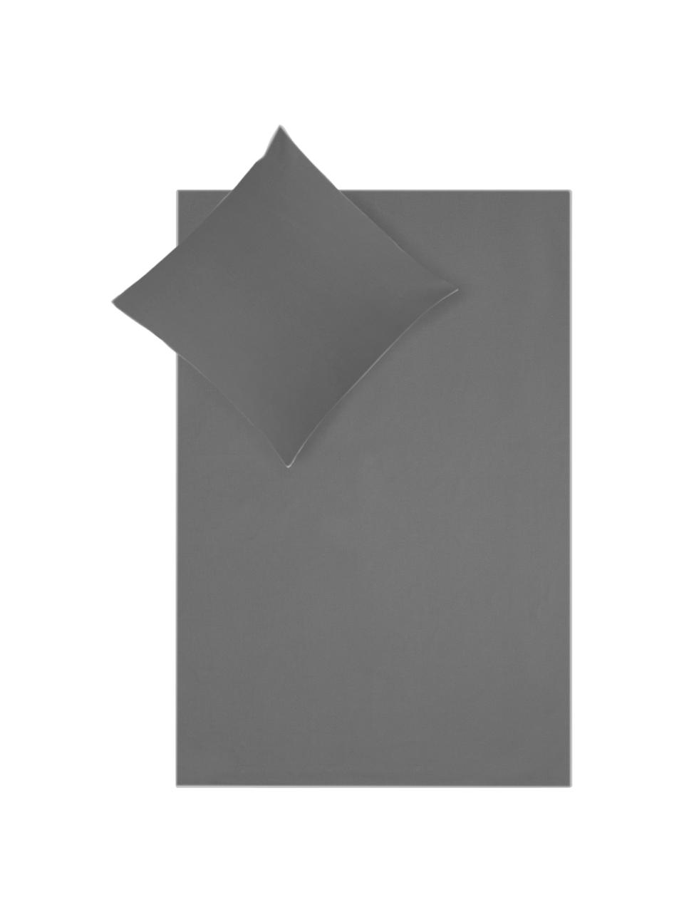 Perkálové povlečení s lemováním Daria, Tmavě šedá, 140 x 200 cm + 1 polštář 80 x 80 cm