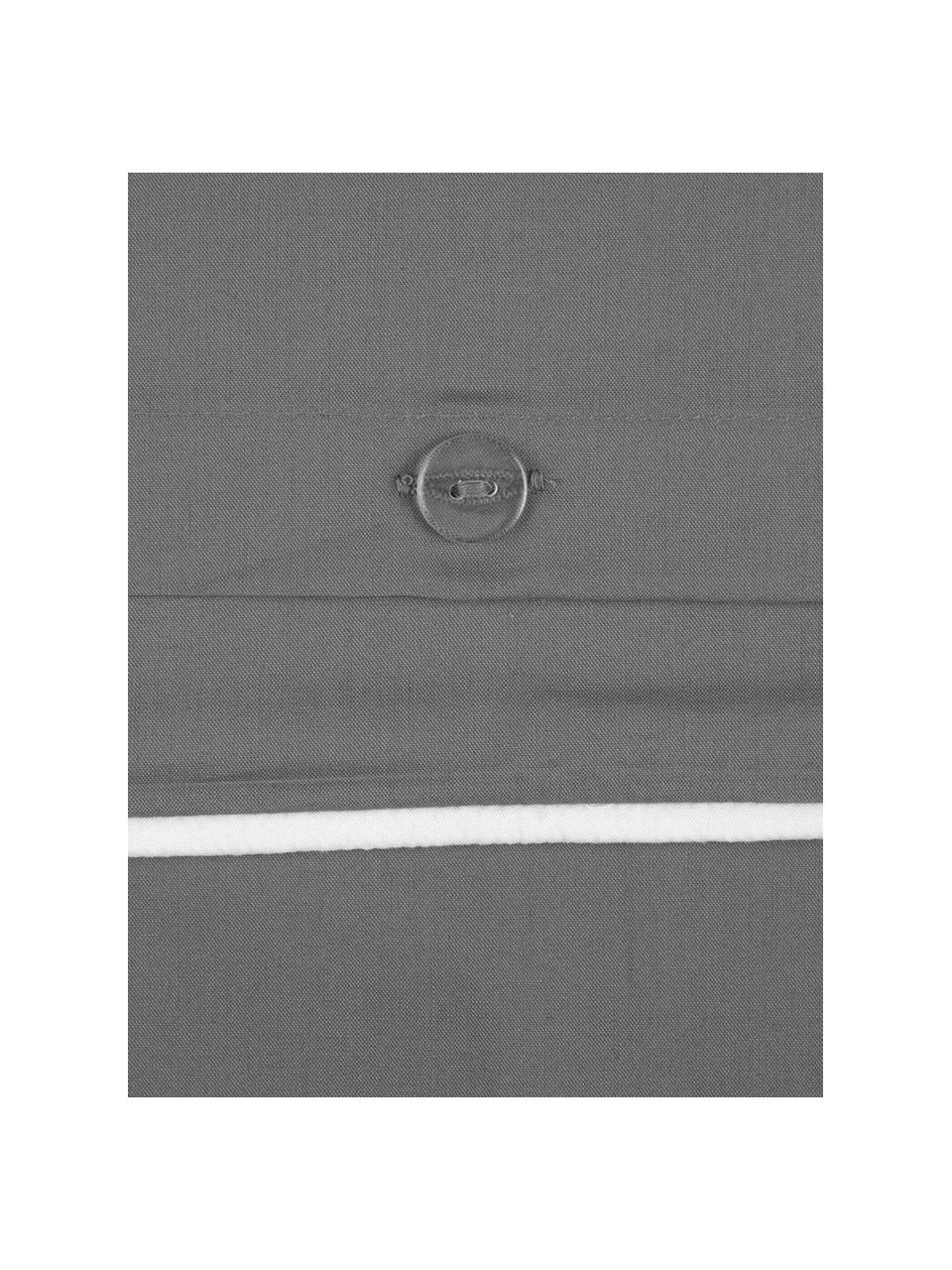Perkálové povlečení s lemováním Daria, Tmavě šedá, 140 x 200 cm + 1 polštář 80 x 80 cm