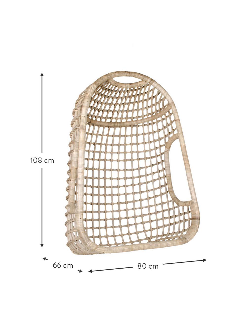 Poltrona sospesa in rattan Amsterdam, Rattan, Beige, Larg. 80 x Prof. 66 cm