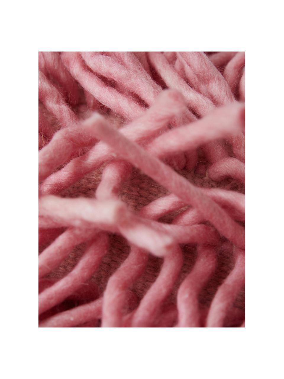 Flauschiges Kissen Rugged, handgefertigt, Hülle: 50 % Wolle, 50 % Baumwoll, Rosa, B 40 x L 60 cm