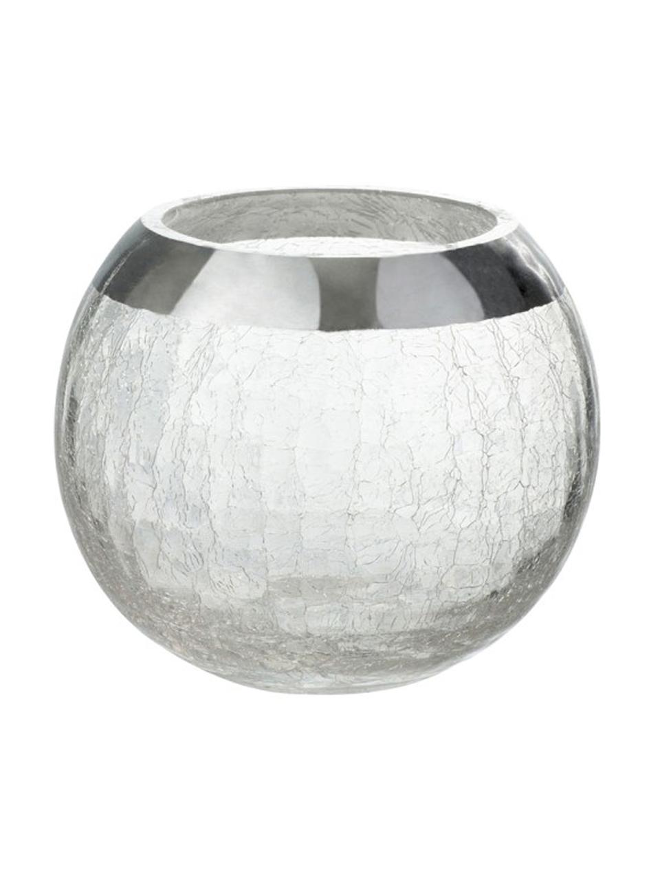 Portalumini Lackle, Vetro verniciato, Trasparente, argento, Ø 14 x Alt. 11 cm