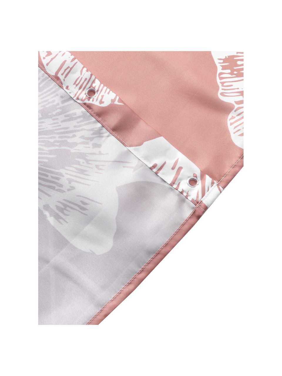Rideau de douche ginkgo rose Mare, 100 % polyester, Rose foncé, blanc, larg. 180 x long. 200 cm