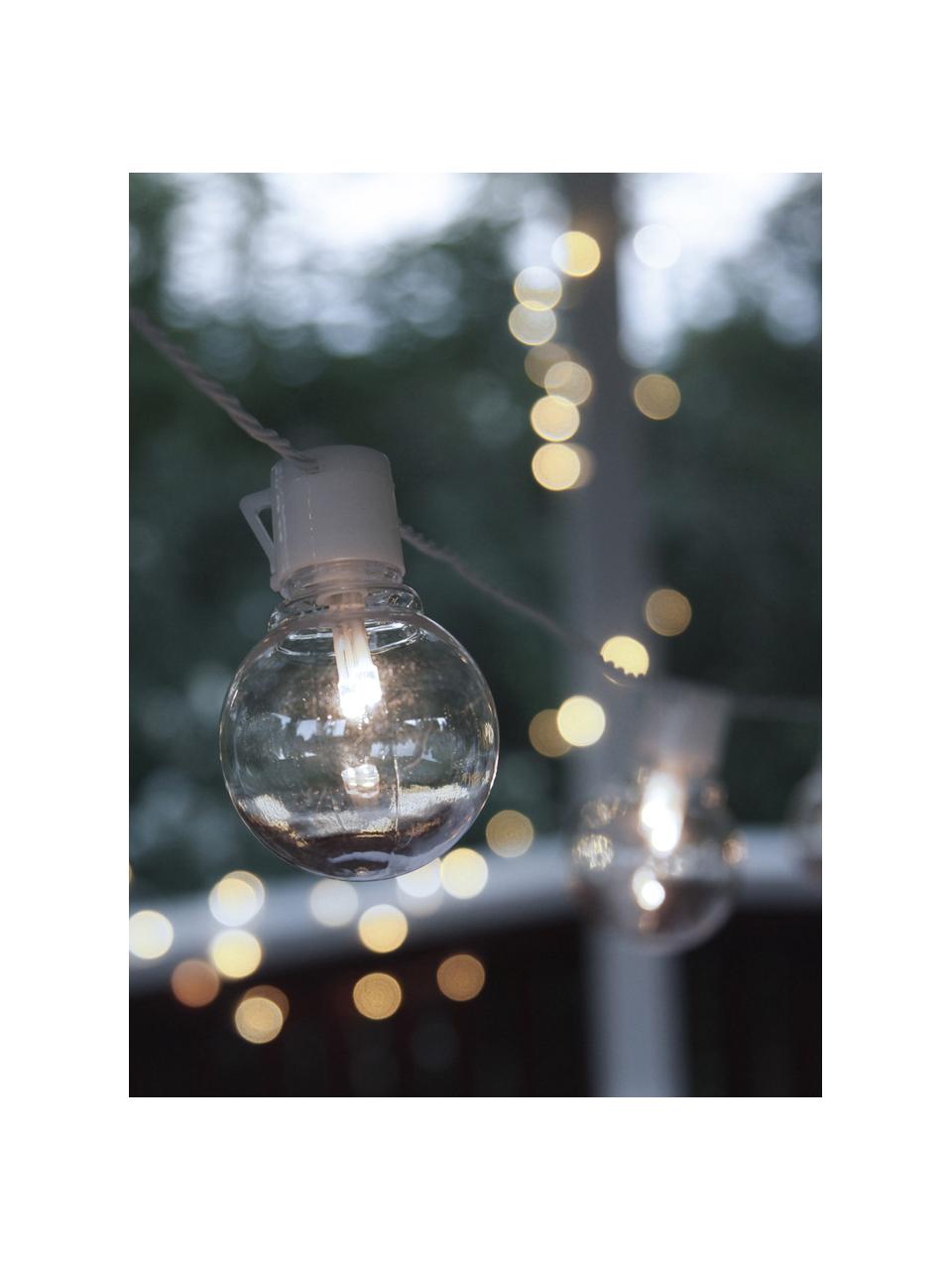 Outdoor LED lichtslinger Partaj, 950 cm, Lampions: kunststof, Wit, transparant, L 950 cm
