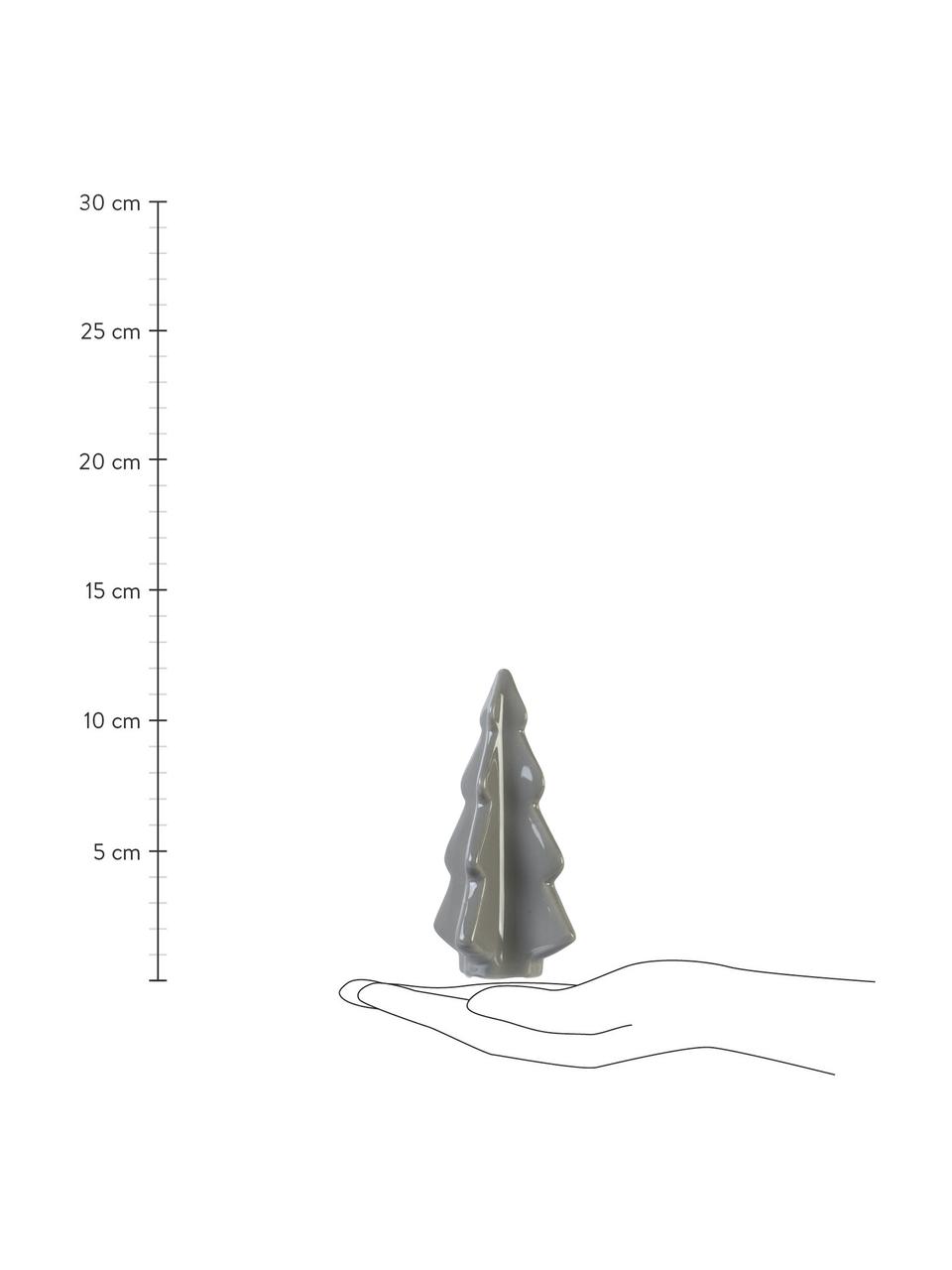 Sapins de Noël en porcelaine Dash, 3 élém., Porcelaine, Gris, brun, blanc crème, larg. 5 x haut. 12 cm