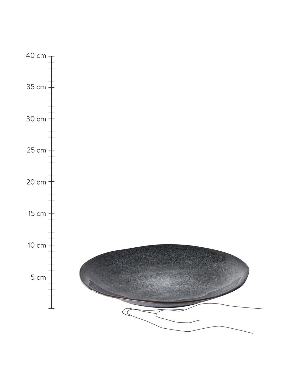 Mělký talíř Pauline, 2 ks, Kamenina, Tmavě šedá, Ø 27 cm