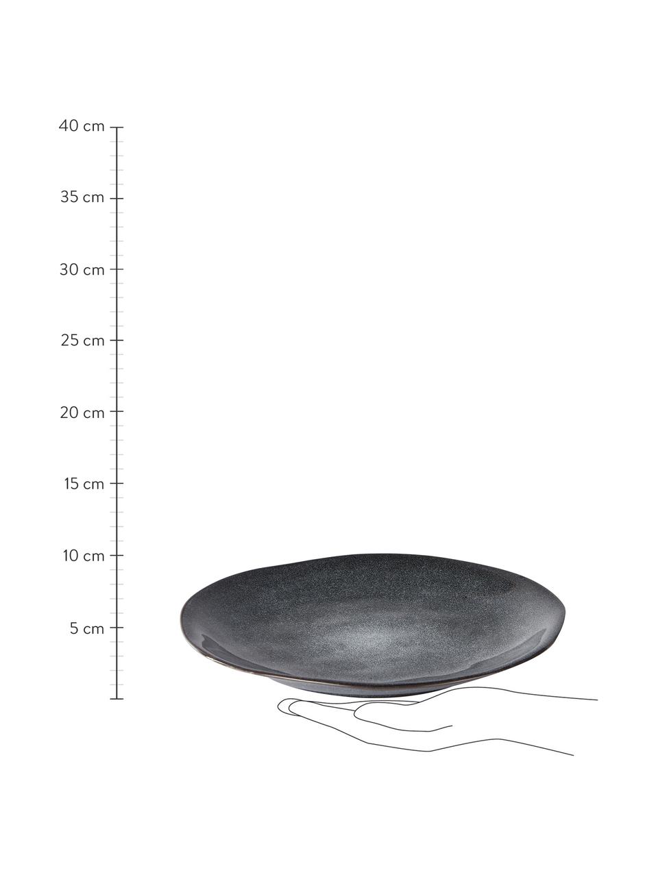 Speiseteller Pauline in Dunkelgrau, 2 Stück, Steingut, Dunkelgrau, Ø 27 cm