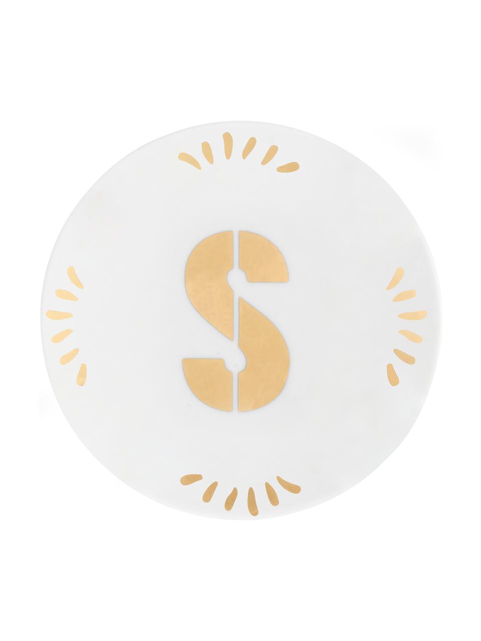 Porcelánový raňajkový tanier s písmenom Yours (od A do Z), Porcelán, Biela, odtiene zlatej, Tanier S