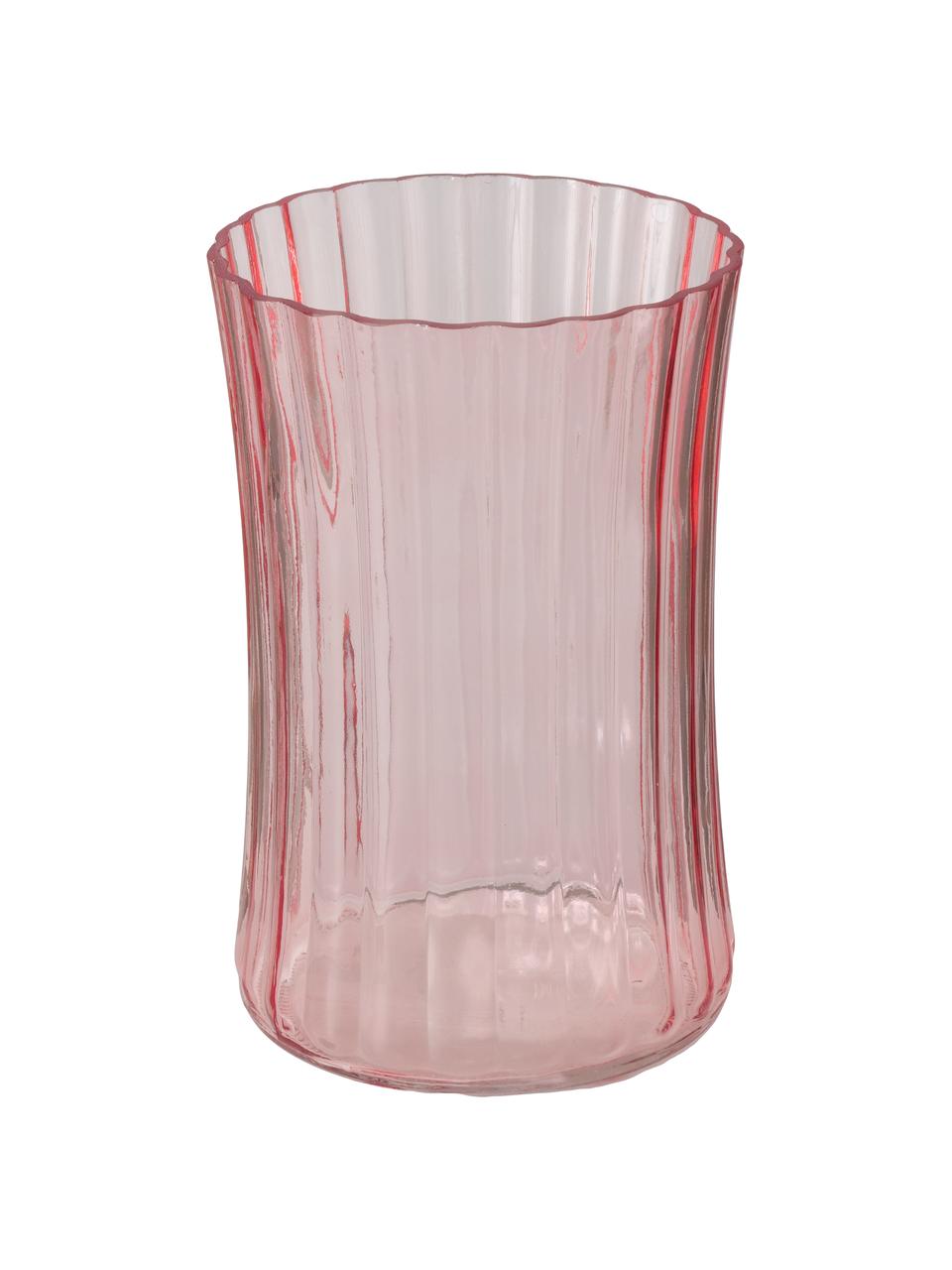 Set de jarrones de vidrio Malinia, 3 pzas., Vidrio, Rosa, transparente, Ø 13 x Al 19 cm