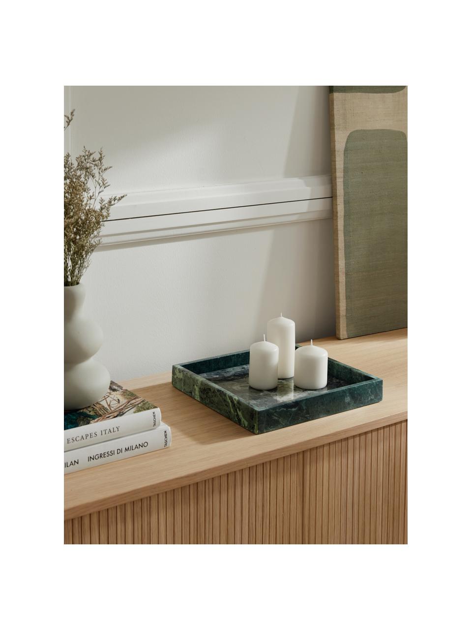 Decoratief marmeren dienblad Venice, Marmer, Groen, gemarmerd, B 30 x D 30 cm