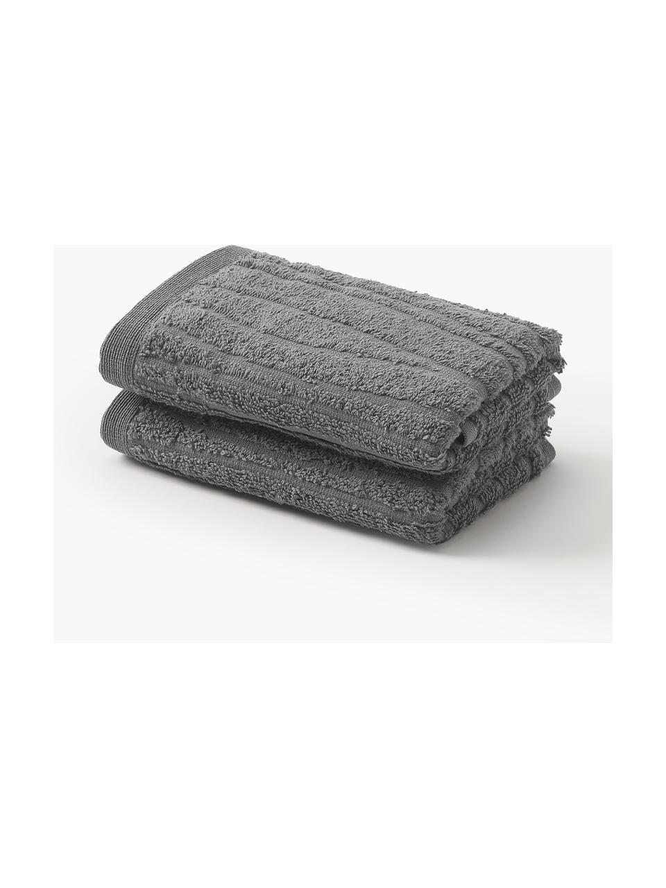 Katoenen handdoek Audrina in verschillende formaten, Donkergrijs, Handdoek, B 50 x L 100 cm, 2 stuks