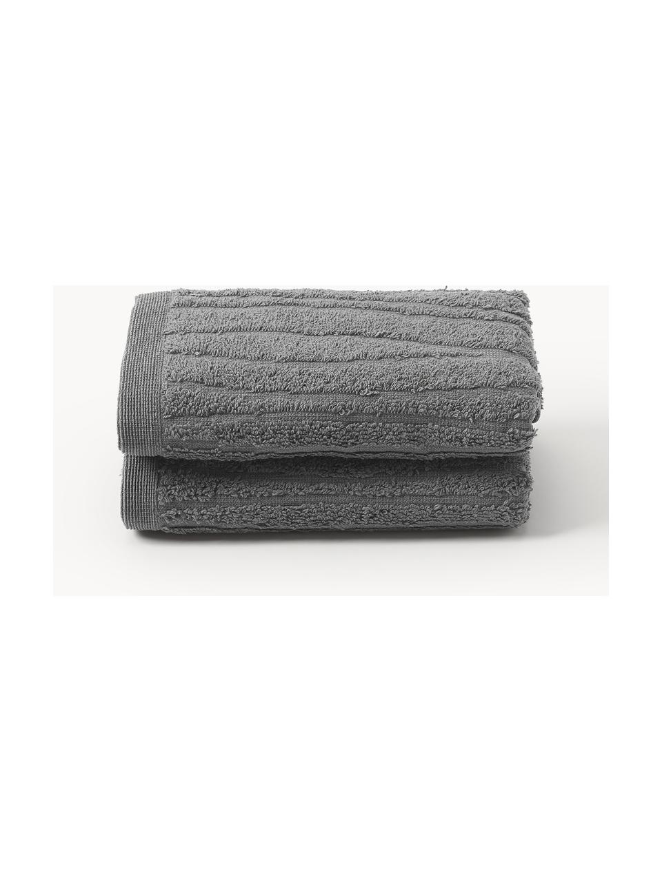 Katoenen handdoek Audrina in verschillende formaten, Donkergrijs, Handdoek, B 50 x L 100 cm, 2 stuks