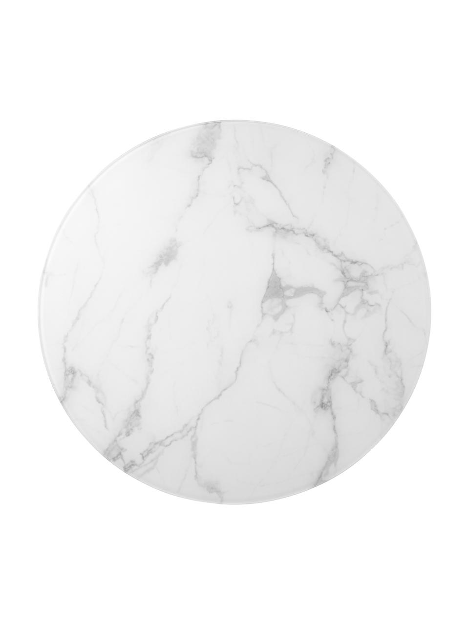 Tavolino rotondo XL da salotto con piano in vetro effetto marmo Antigua, Struttura: acciaio verniciato a polv, Bianco marmorizzato, bianco, Ø 100 x Alt. 35 cm
