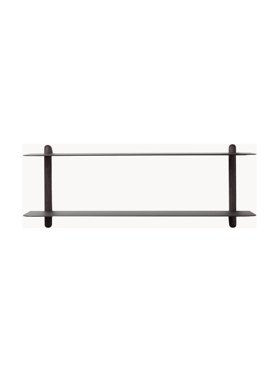 Estante de pared Nivo, Estantes: acero recubierto, Estructura: madera de fresno, Negro, An 64 x Al 25 cm