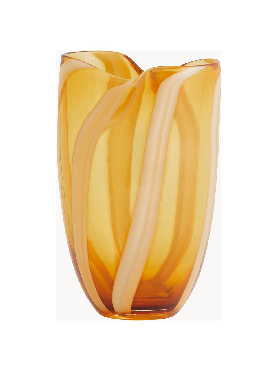 Handbemalte Glasvase Halki, H 23 cm, Glas, Sonnengelb, Ø 15 x H 23 cm