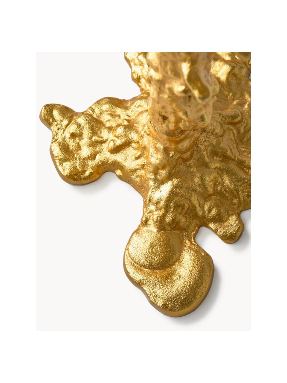 Ručně vyrobený kovový svícen Drip, Potažený hliník, Zlatá, Š 28 cm, V 32 cm