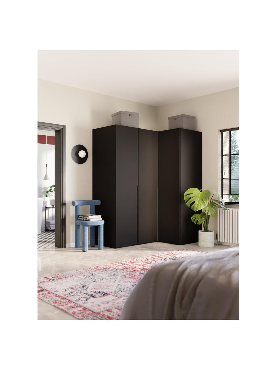 Armoire d'angle modulaire Leon, larg. 165 cm, plusieurs variantes, Noir, Basic Interior : larg. 165 x haut. 200 cm, avec module d'angle