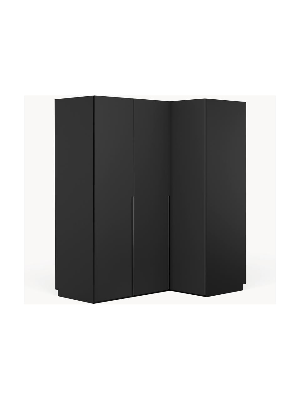 Armoire d'angle modulaire Leon, larg. 165 cm, plusieurs variantes, Noir, Basic Interior : larg. 165 x haut. 200 cm, avec module d'angle