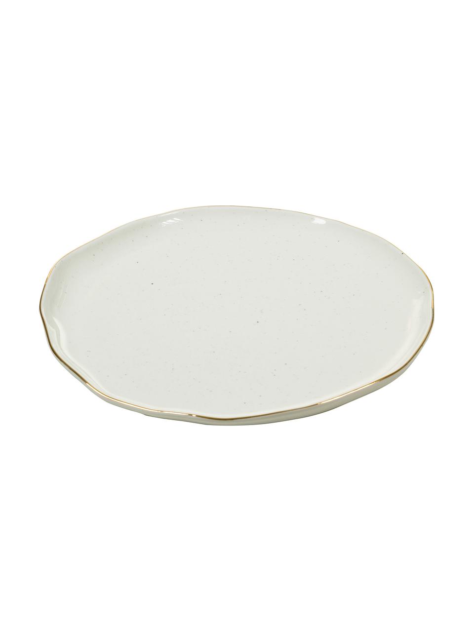 Ručně vyrobený talíř se zlatým okrajem Bella, 2 ks, Krémově bílá